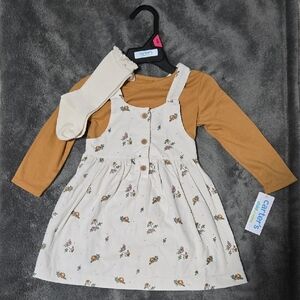 Carter's Two Piece Mustard and Cream Floral Dress Set